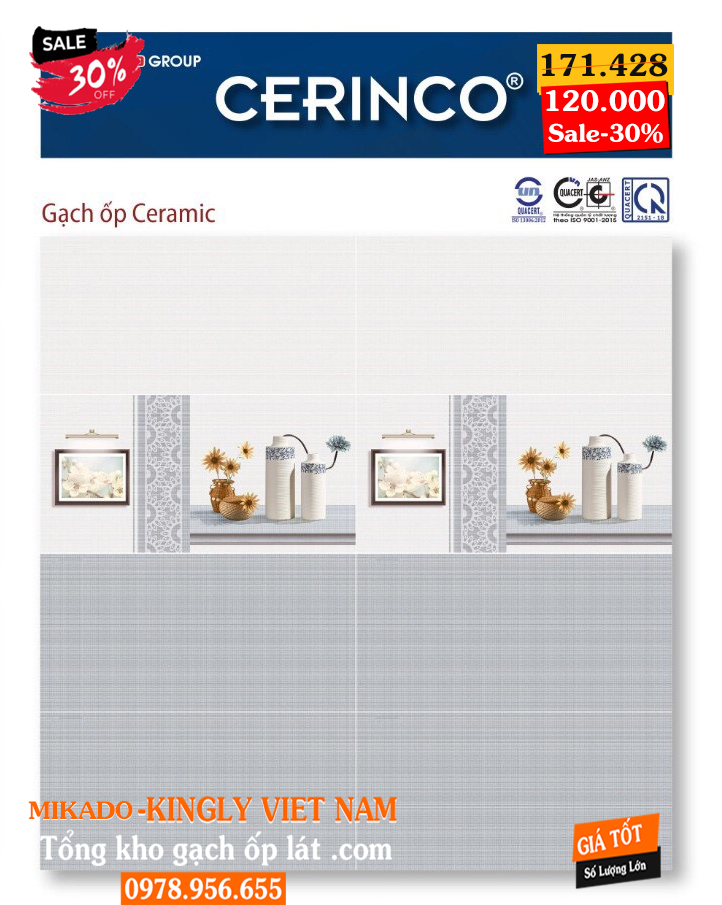 Bộ gạch ốp tường Mikado CERINCO CT3620- CD3620 - CT3621